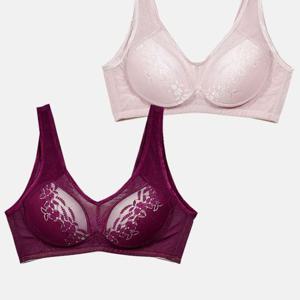 꽃무늬 자수 풀컵 노와이어 몰드 런닝형 C컵 브라