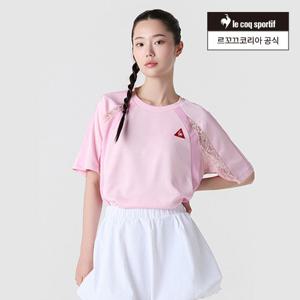 [르꼬끄공식] [50% OFF] 여성 레이스 져지 루즈핏 반팔티셔츠 (QQ122LRS37)