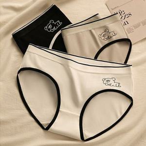 여자 배색 스타일 큐트곰 사각 팬티 고품질 데일리 속