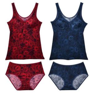 장미꽃무늬 중년 부인용 등판파워넷브라런닝 맥시팬티