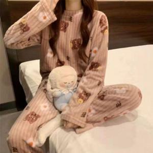 곰돌이 수면 윈터 극세사 잠옷 따뜻 겨울 파자마 홈웨