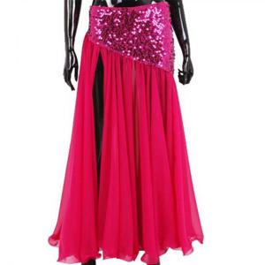 공연복 BDS7008 반짝이 원단밑단 롱치마 공단후리아 치마바지