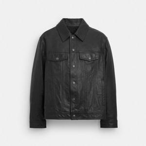 코치 CM795-BLK 가죽 트러커 재킷