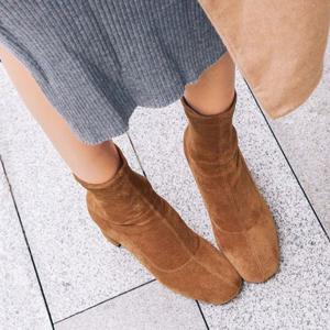 스웨이드 삭스 앵클부츠 사각코 앵글부츠 워커