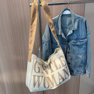 여성 데일리 숄더 대학생 여행용 에코 백 베이지