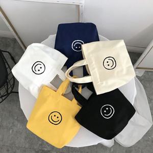 스마일 미니 캔버스 에코백 간편 외출 보조 가방