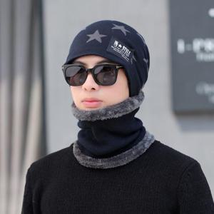 넥워머 비니 모자 세트 네이비 남성용 겨울모자 겨