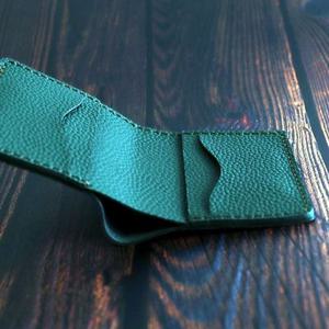 심플스퀘어 가죽 지갑 수제 오플쑥색