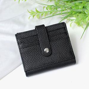 여자 천연 소가죽 지갑 카드 지폐 학생 직장인 -블랙