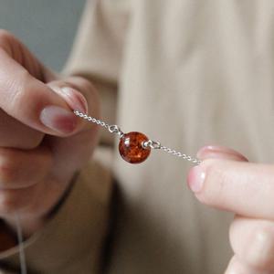 바이데이지 호박 원석볼 실버 목걸이 Bn0565