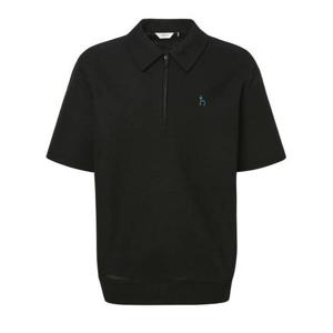 [헤지스남성] 블랙 허니콤 조직 카라집업 반팔 맨투맨(HZTS5B607BK)