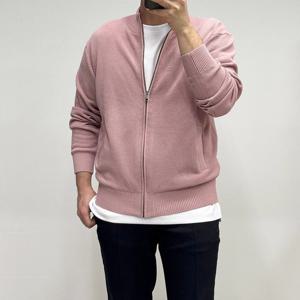 [바쏘옴므]25S/S 간절기 핑크 니트 집업가디건 WSZ1WA92APK