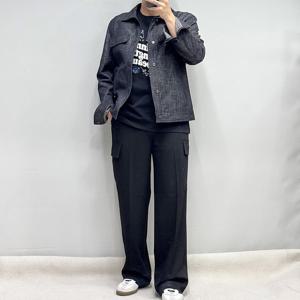 [바쏘옴므]25S/S 세미오버핏 블랙데님 트러커청자켓 WSZ1UA23ABK