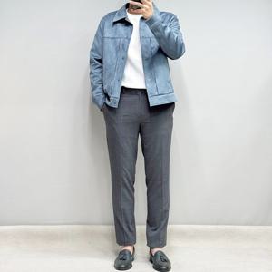 [바쏘옴므]스웨이드 블루 트러커 가죽 자켓 WSZ1UA21ABU