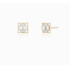 [로이드] 주문제작 스퀘어 진주 드롭 14k 귀걸이 LPFM4057G
