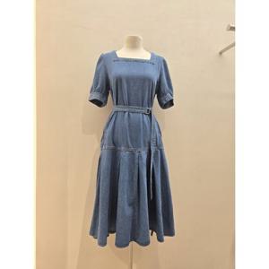 [숲]데님 벨티드 스퀘어넥 반팔 원피스 (SB4OP38)