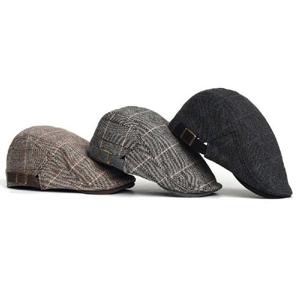 (헨리제이에스)중년 남성 어르신모자 모직체크헌팅캡