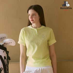 [블랙앤화이트] 여성 세일러 니트 카라 써커 반팔 티셔츠 9615LZSP_YELLOW