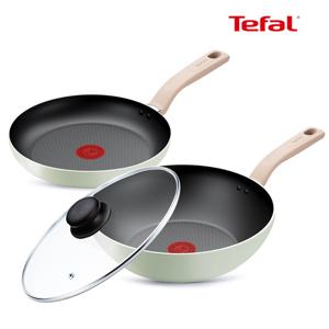 테팔 인덕션 민트 세이지 3종(팬24+웍28+유리뚜껑28)