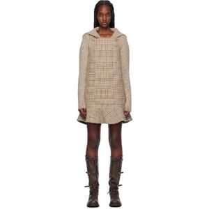 가니 원피스 베이지 체크 미니 드레스 242144F052027