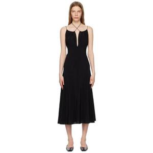 토템 원피스 블랙 실크 맥시 드레스 231771F055000