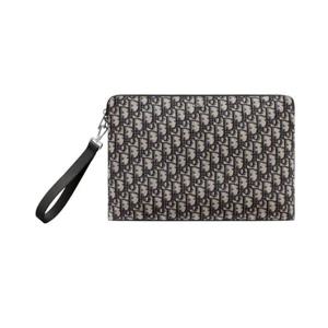 디올 A4 지퍼 파우치 베이지   블랙 디올 오블리크 자카드 2ESCA421YKY-H27E