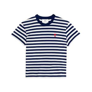 아미 스몰 하트 로고 스트라이프 티셔츠 노틱 블루 내츄럴 화이트 UTS013-074-492