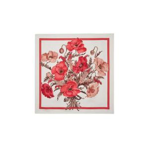 페라가모 포피스 프린트 실크 풀라드 아이보리 핑크 310158-771387