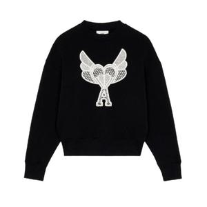 아미 하트 로고 마크라메 스웨트셔츠 블랙 H21HJ023-749-001