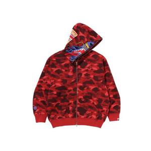 베이프 x 클랏 카모 샤크 릴렉스드 핏 풀 집 후드 레드 0ZXSWM115913N