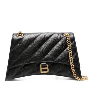 발렌시아가 블랙 가죽 미디엄 크러시 숄더 백 785602210J1 1000