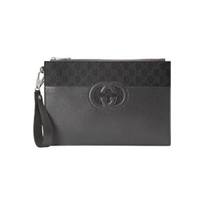 구찌 인터로킹 G 슈프림 컷아웃 파우치 블랙 그레이 723320-K9GSN-1151