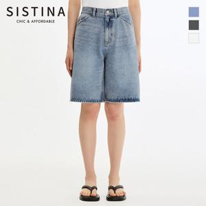 [SISTINA] 인기 하이웨이스트 데님 하프 팬츠_ASMSPP21010