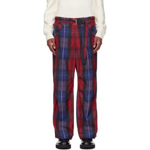 사카이 카고팬츠 SSENSE 익스클루시브 레드 플래드 카고 팬츠 242445M188009