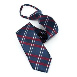 2색 크로스 스트라이프 네이비 자동지퍼넥타이_NA7280