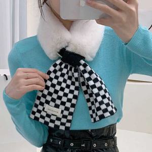 체커 쁘띠 퍼목도리 / 머플러 털 페이크 에코 쁘띠