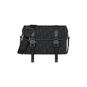 디올 히트 더 로드 메신저 백 플랩 디올 오블리크 자카드 앤 그레인드 카프스킨 블랙 1ESPO333YKY-H03E