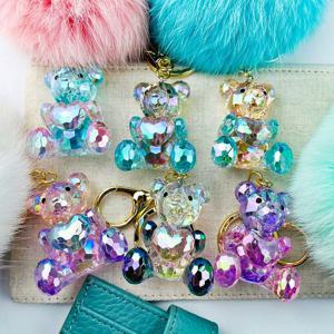 테디베어 휴대용 쥬얼 오로라 클리어 열쇠고리 키링