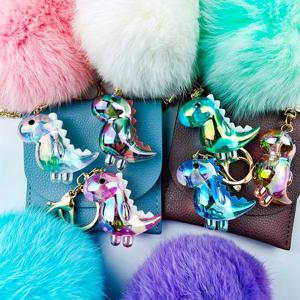 오로라 크리스탈 글리터 공룡 휴대용 키링 열쇠고리