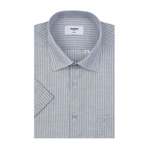 [레노마(셔츠)]린넨 혼방 멀티 스트라이프   일반핏반팔셔츠  RPUSG0253GY
