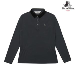 [블랙앤화이트] 메쉬 배색 카라 긴소매 티셔츠 9343LZSN_GREY