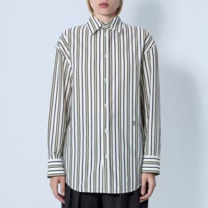 26 SS 생로랑 YSL 로고 엠브로이드 스트라이프 버튼다운 코튼 셔츠 그레이 835528 Y5K78 916