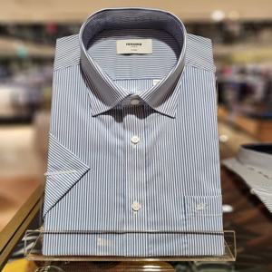 [레노마] 스판 런던스트라이프 스냅카라 일반핏 RZUSG0044BU