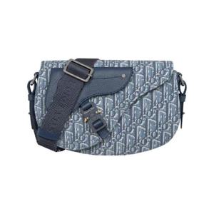 디올 새들 메신저 백 디올 오블리크 자카드 앤 그레인드 카프스킨 블루 1ADPO325YKY-H04E