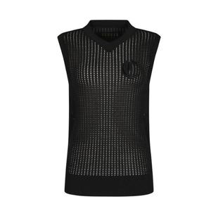 [까스텔바작]여성 블랙라인 로고 포인트 스카시 니트 조끼 BGEMS