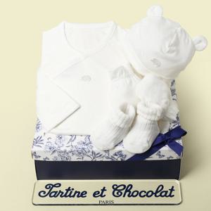 [쇼콜라]레옹모달배냇가운+비니모+단말+손싸개(임신축하출산선물세트)TNOMNG01UW-118