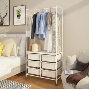 아트박스/가구느낌 마망 2단 수납 행거 이동식 철제 선반 드레스