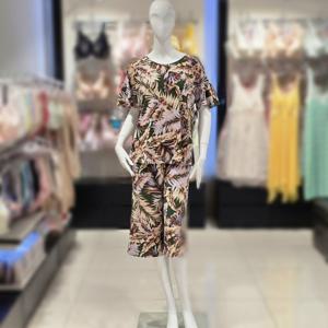 [비너스] 폴리 슬라브 잎사귀 나염 실내복세트(vev3932f/vep3932f)