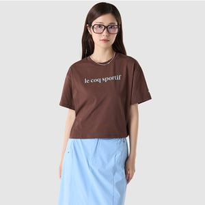 [르꼬끄공식] 여성 에슬레저 루즈핏 면 크롭 반팔티 (QQ322ORS83)