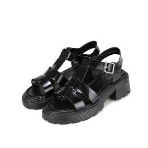 [본사운영] 바바라 소가죽 피셔맨 청키 몰드 여성 힐 샌들 5cm_AAH441